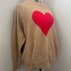 Vince Camuto Tan Sweater with Red Heart